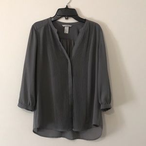 Grey Pleated Button Down